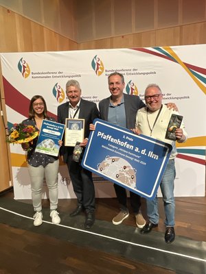 Delegation aus Pfaffenhofen mit Veronica Seitz (Projektleitung Stadtverwaltung), Dritter Bürgermeister Peter Heinzlmair, Klaus Wildmoser (Fausto) und Markus Käser (Pfaffenhofener Land)