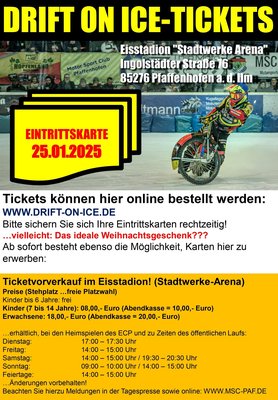 DRIFT ON ICE ...am 25. Januar 2025! ...hier gibt´s Tickets! ...vielleicht das ideale Weihnachtsgeschenk?