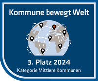 Logo des 3. Platzes vom Wettbewerb "Kommune bewegt Welt"